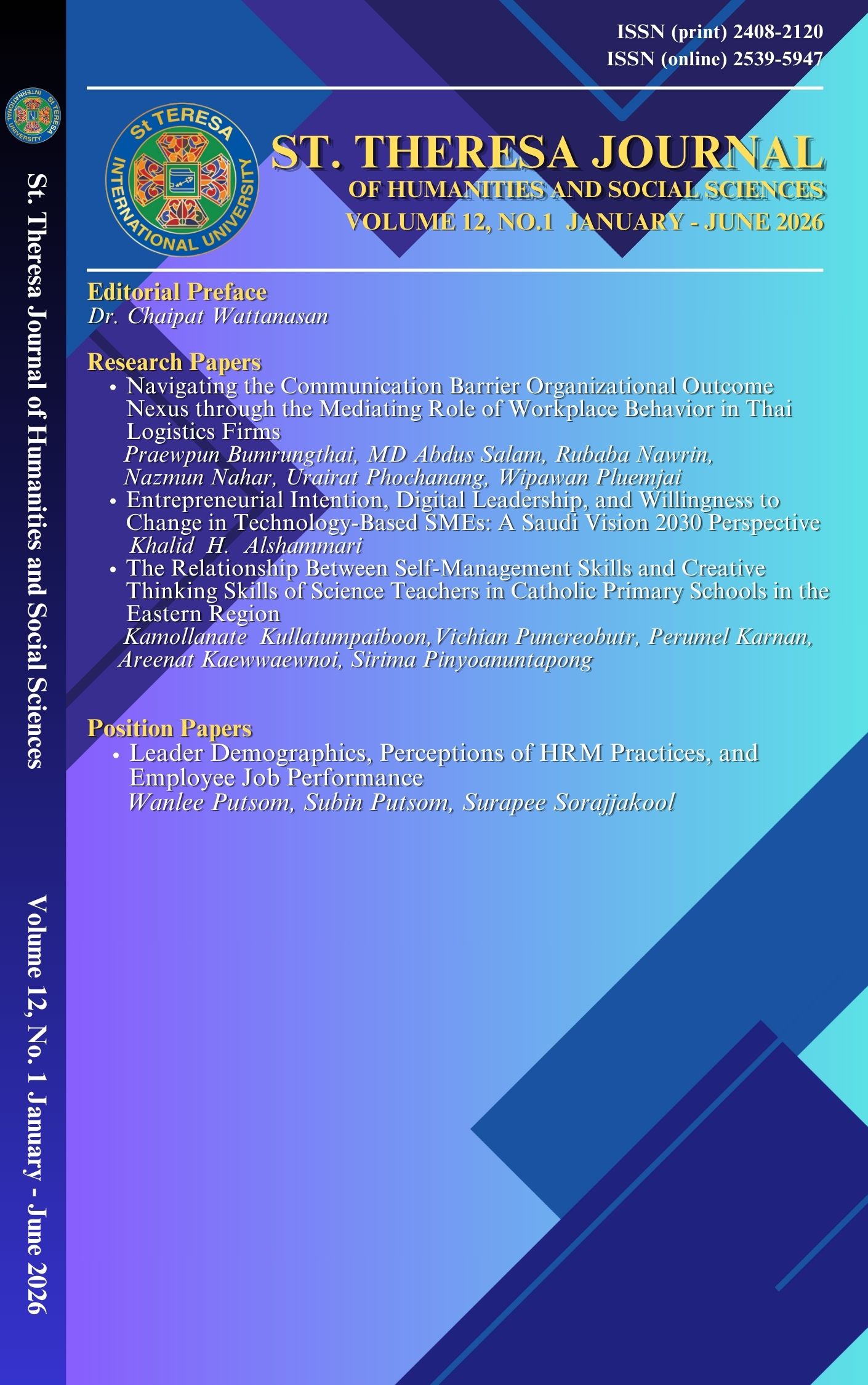 					View Vol. 12 No. 1 (2026): St. Theresa Journal of Humanities and Social Sciences
				